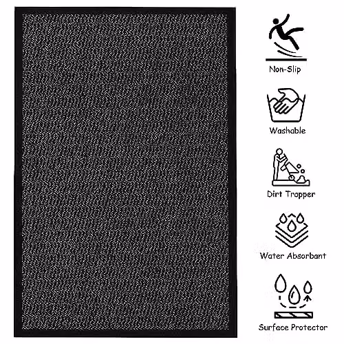 KAV Non-Slip Washable Dirt Trapper Door Mat, Black, W: 40 cm, D: 60 cm – 4