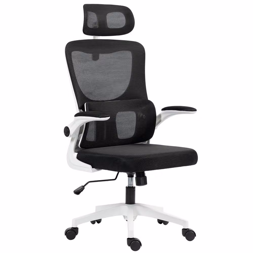 Vinsetto Ergonomic Mesh Office Chair with Adjustable Headrest and Armrests, Black Fabric – 2