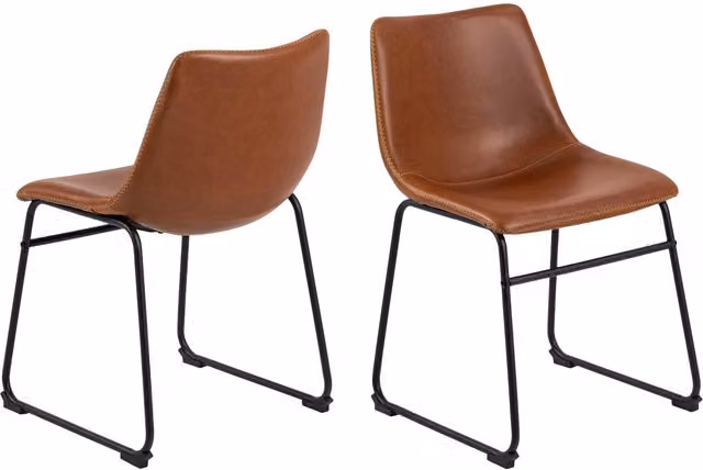 Furniture To Go Oregon Dining Chair in Brown PU Leather with Cream Stitching and Cantilever Metal Base – 1