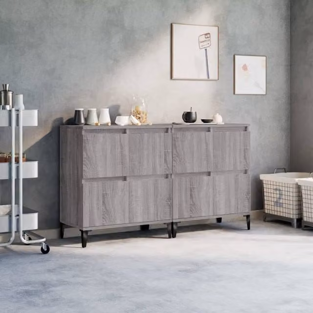 Berkfield Home Set of 2 Grey Sonoma Sideboards in Engineered Wood, W/D/H: 60 x 35 x 70 cm – 1