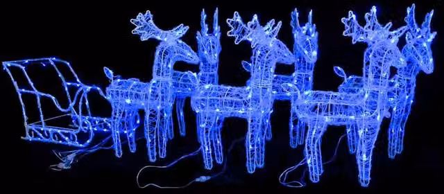 Berkfield Home Reindeers and Sleigh Christmas Decoration with 320 Blue LEDs