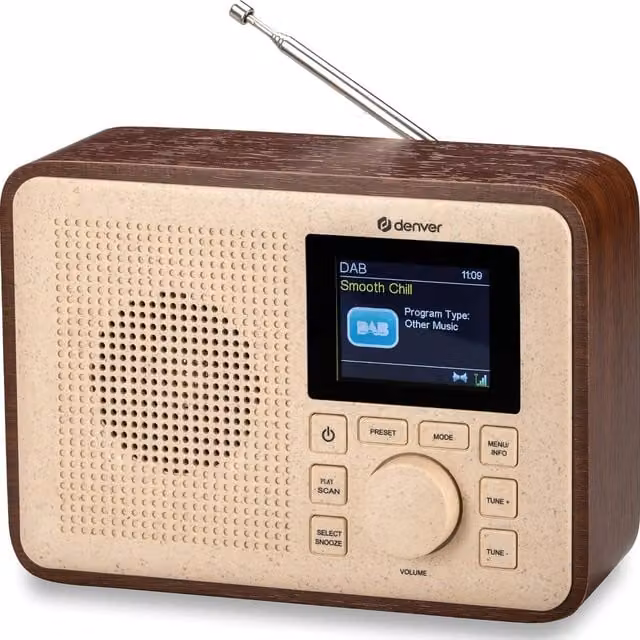 Denver Portable DAB and FM Radio with Bluetooth in Brown