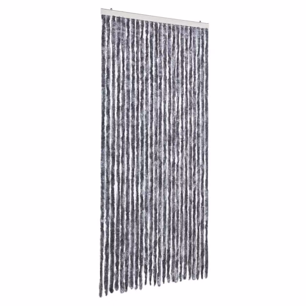 Berkfield Home Silver Chenille Soft Fly Curtain, W: 100 cm, H: 200 cm – 3
