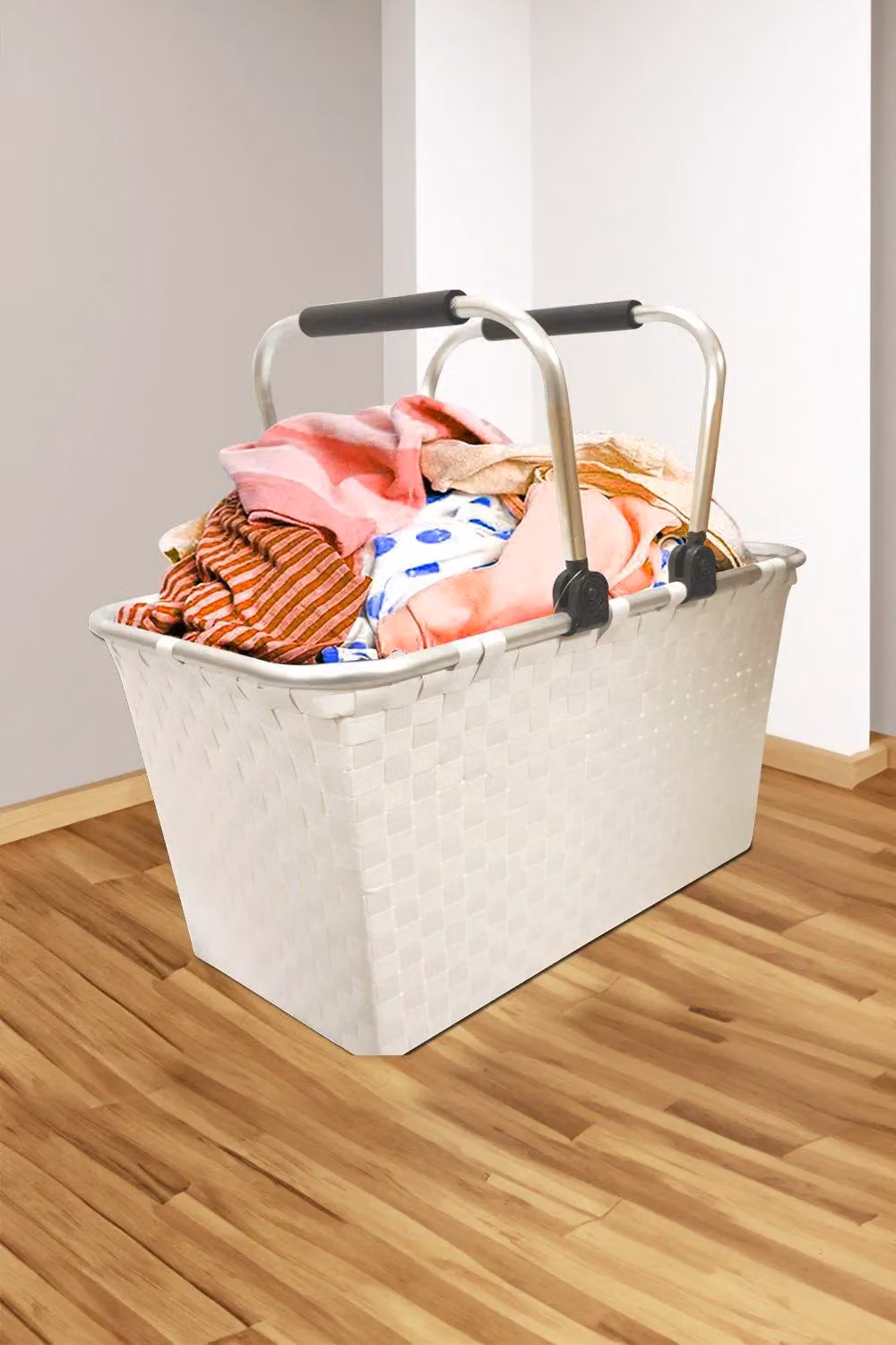 Arpan Large White Collapsible Laundry Basket and Storage Hamper with Aluminium Frame – 2
