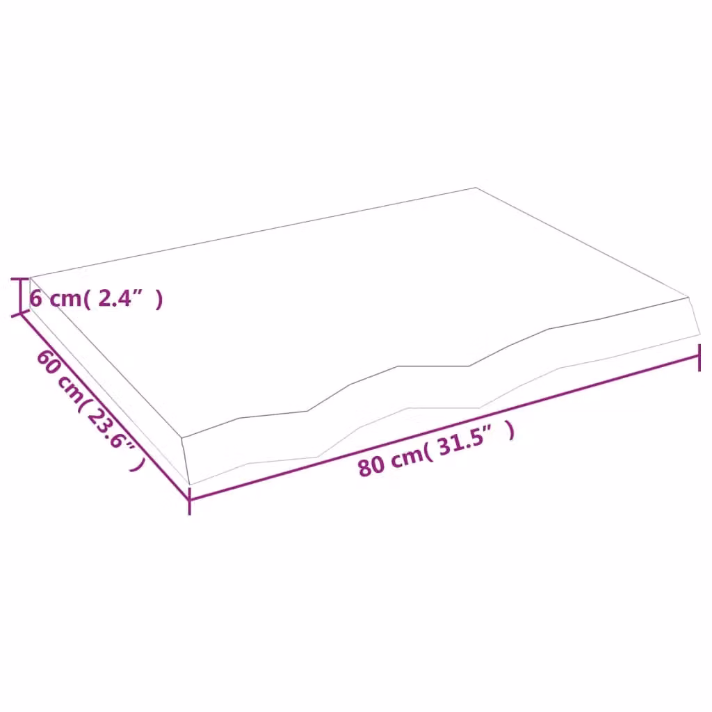 Berkfield Home Bathroom Countertop in Dark Brown and Grey Treated Solid Wood, W: 80 cm, D: 60 cm, H: 2-6 cm – 6