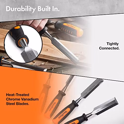 VonHaus 8-Piece Chrome Vanadium Woodworking Chisel Set with Sharpening Stone, Honing Guide and Storage Case – 2