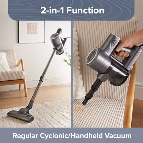 Quest 2-in-1 Handheld and Upright Bagless Vacuum Cleaner in Grey with HEPA Filter and 600W Motor – 2
