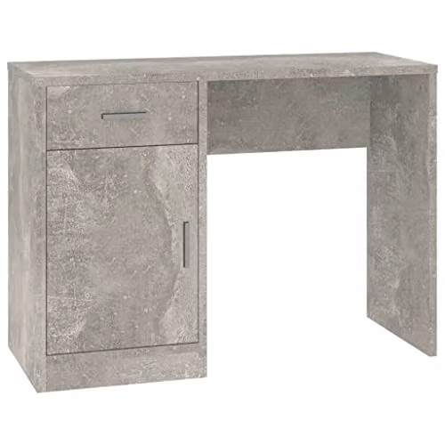 vidaXL Writing Desk with Drawer and Cabinet in Grey, W/D/H: 100 x 40 x 73 cm – 1