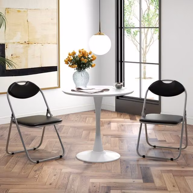 COSTWAY Set of 6 Black Metal Folding Dining Chairs