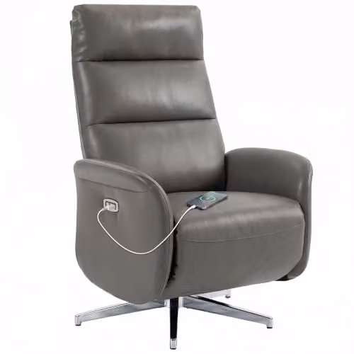 HOMCOM Electric Swivel Recliner Armchair in Grey with USB Ports and Metal Frame