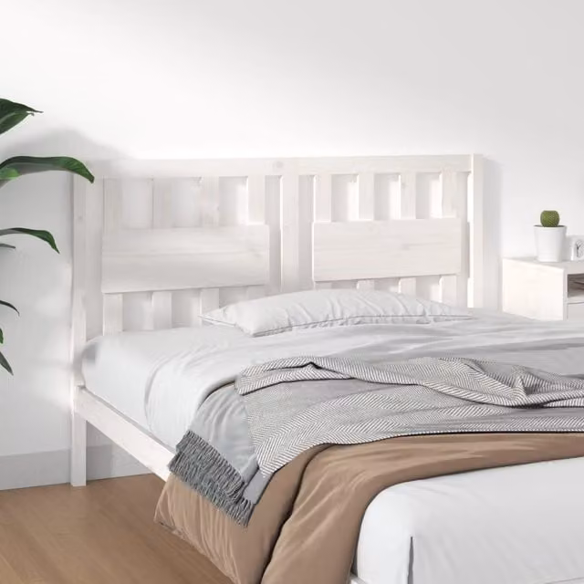 Berkfield Home White Rustic Solid Pine Wood Bed Headboard W: 140.5 cm, D: 4 cm, H: 100 cm