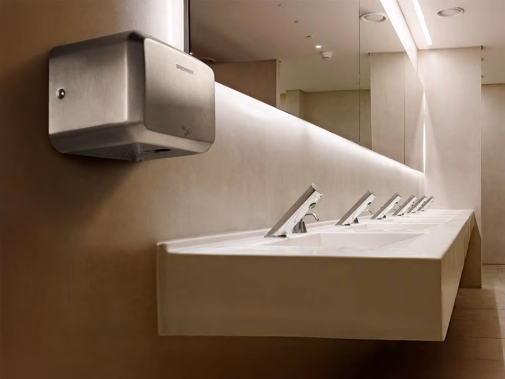 Bremmer Nano Blade Compact Wall Mounted Hand Dryer in Silver Brushed Stainless Steel – 2