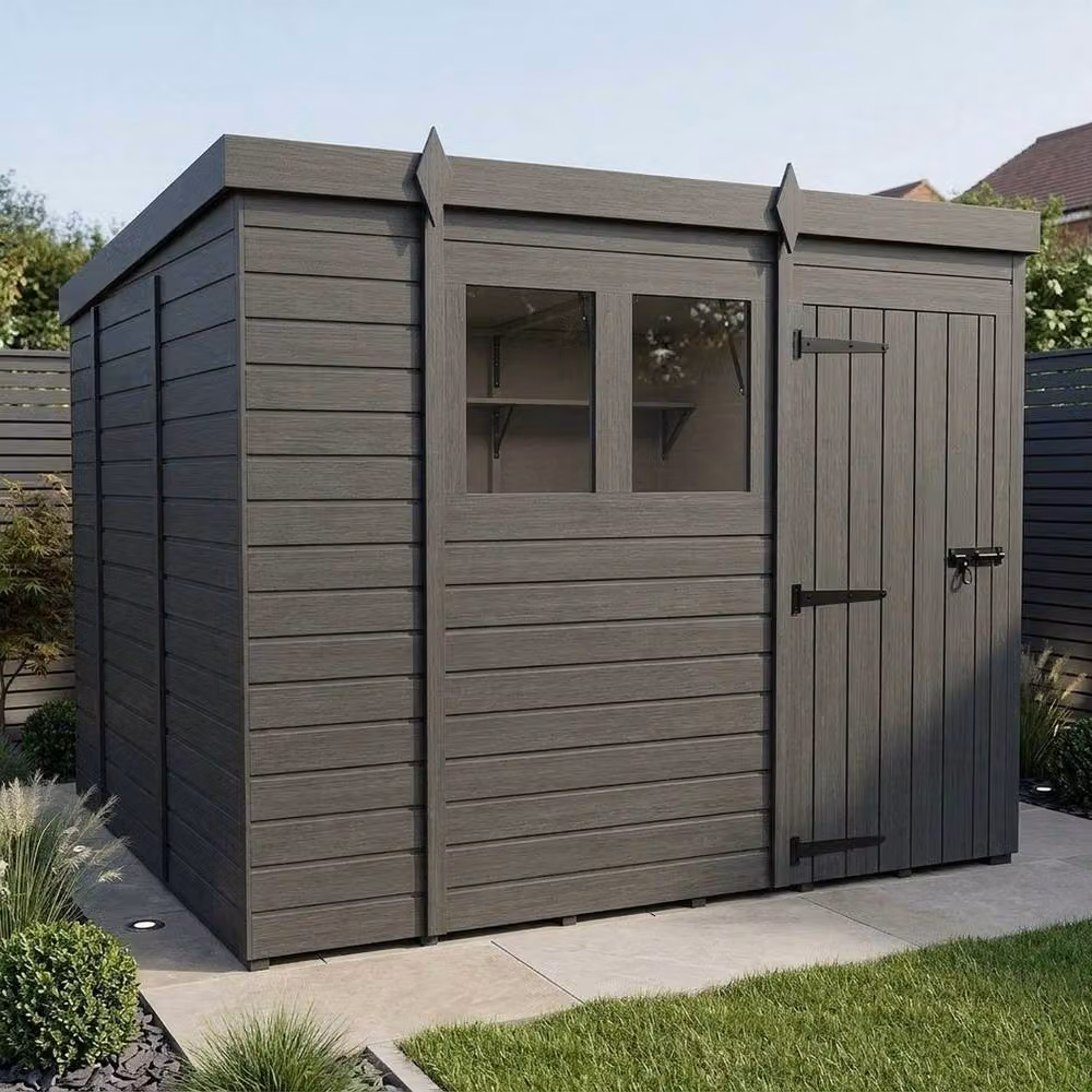 Buttercup Farm Grey Composite Pent Garden Shed with Single Door and Windows W/D/H: 305 x 274 x 210 cm – 2