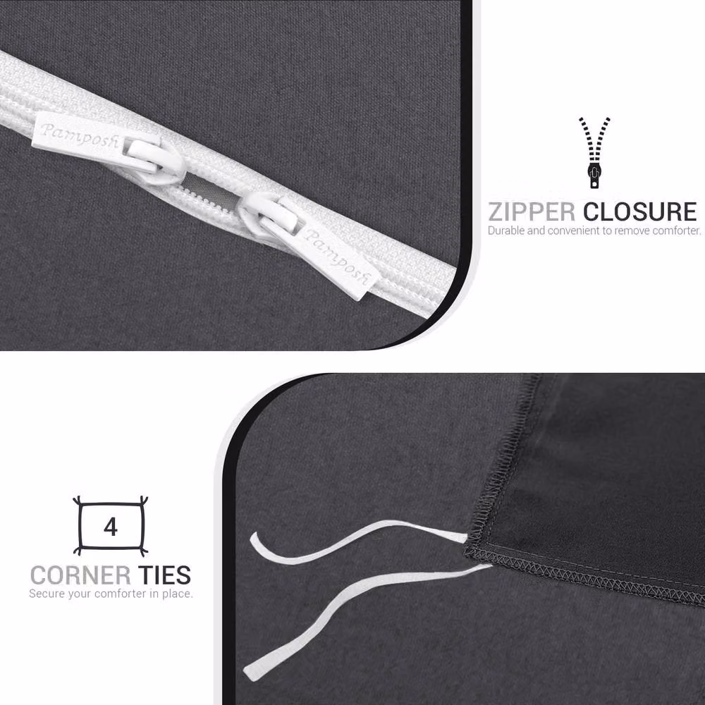 Pamposh Grey Microfibre Duvet Cover and Pillowcase Set, Super King Size, 200 x 200 cm – 5