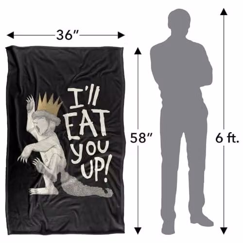 LOGOVISION Where The Wild Things Are Eat You Up Super Soft Fleece Throw Blanket, Multicolour, W: 91 cm, D: 147 cm – 4