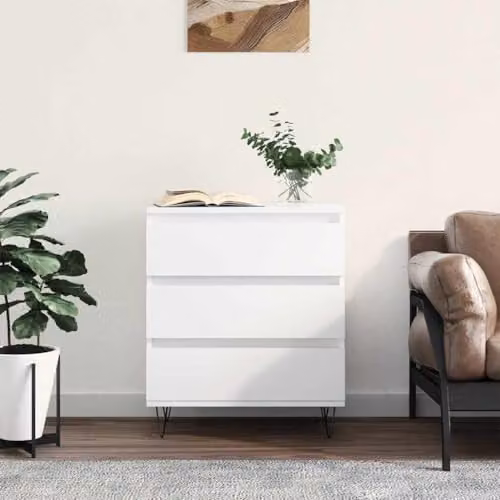 vidaXL Modern White Sideboard in MDF and Metal, W/D/H: 60 x 35 x 70 cm – 2