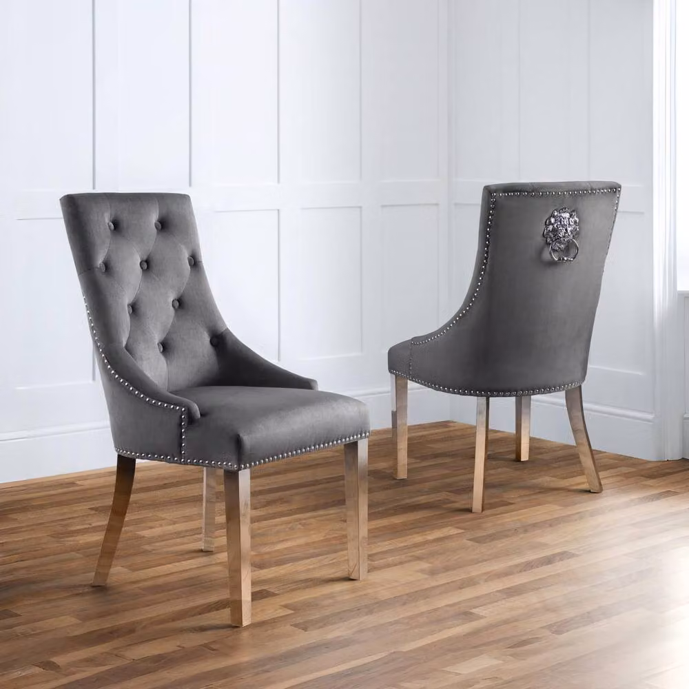 Cheshire Garrington Elegant Lion Head Dining Chairs, Set of 2, Mid Grey – 3