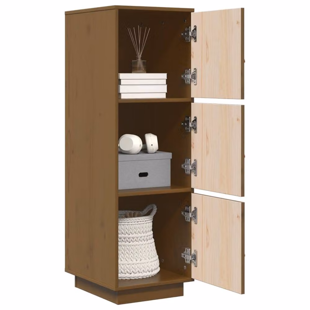 Berkfield Home Rustic Solid Wood Pine Highboard in Honey Brown, W/D/H: 34 x 40 x 108.5 cm – 3