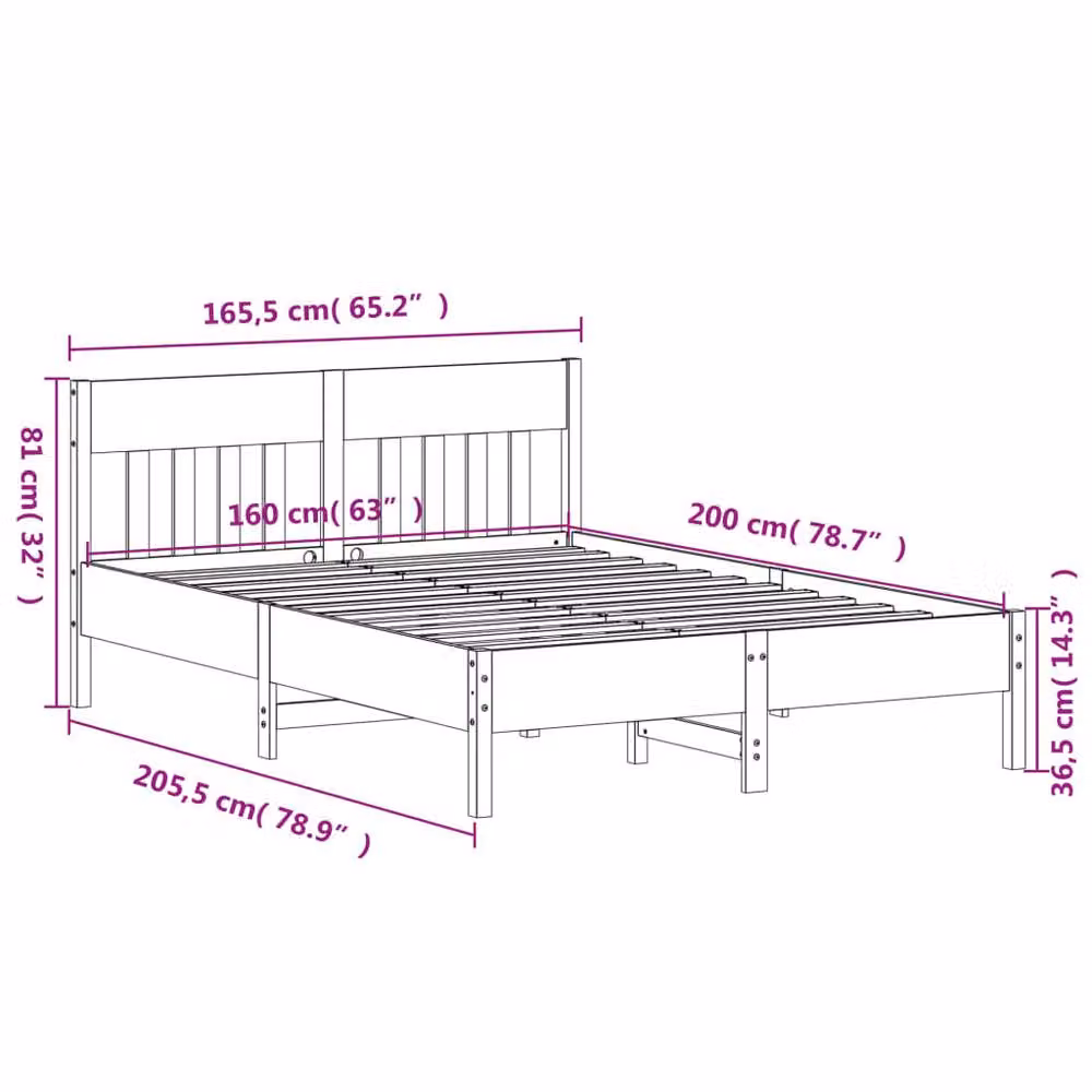 Berkfield Home Solid Wood Pine Bed Frame in Wax Brown, W/D/H: 160 x 200 cm – 3