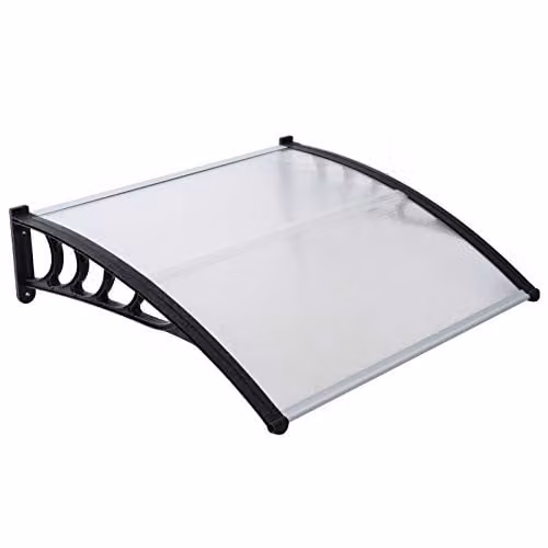 Gr8 Garden Transparent Front Door Canopy Lean To Porch Awning Shade Cover W: 120 cm, D: 80 cm – 1