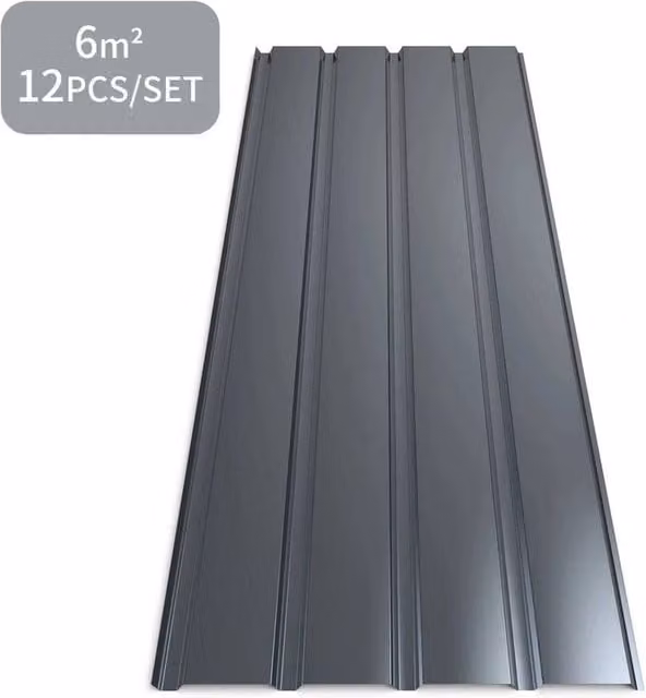 EONLION 12 Pack Corrugated Metal Roof Sheets in Dark Grey, W: 100 cm x H: 200 cm – 1