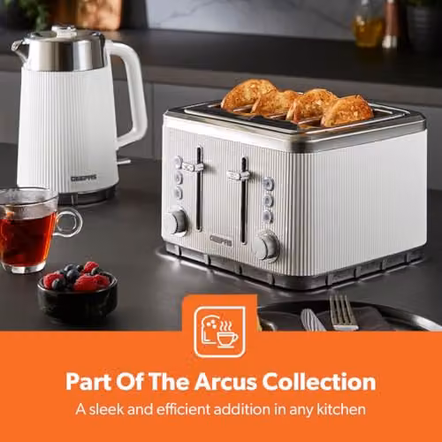 Geepas Arcus 4 Slice Toaster, 1860W, White – 3