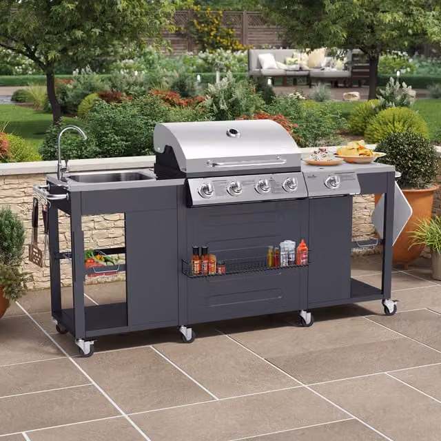 BillyOh Alabama 4 Burner Gas BBQ with Side Burner and Cover in Black and Anthracite