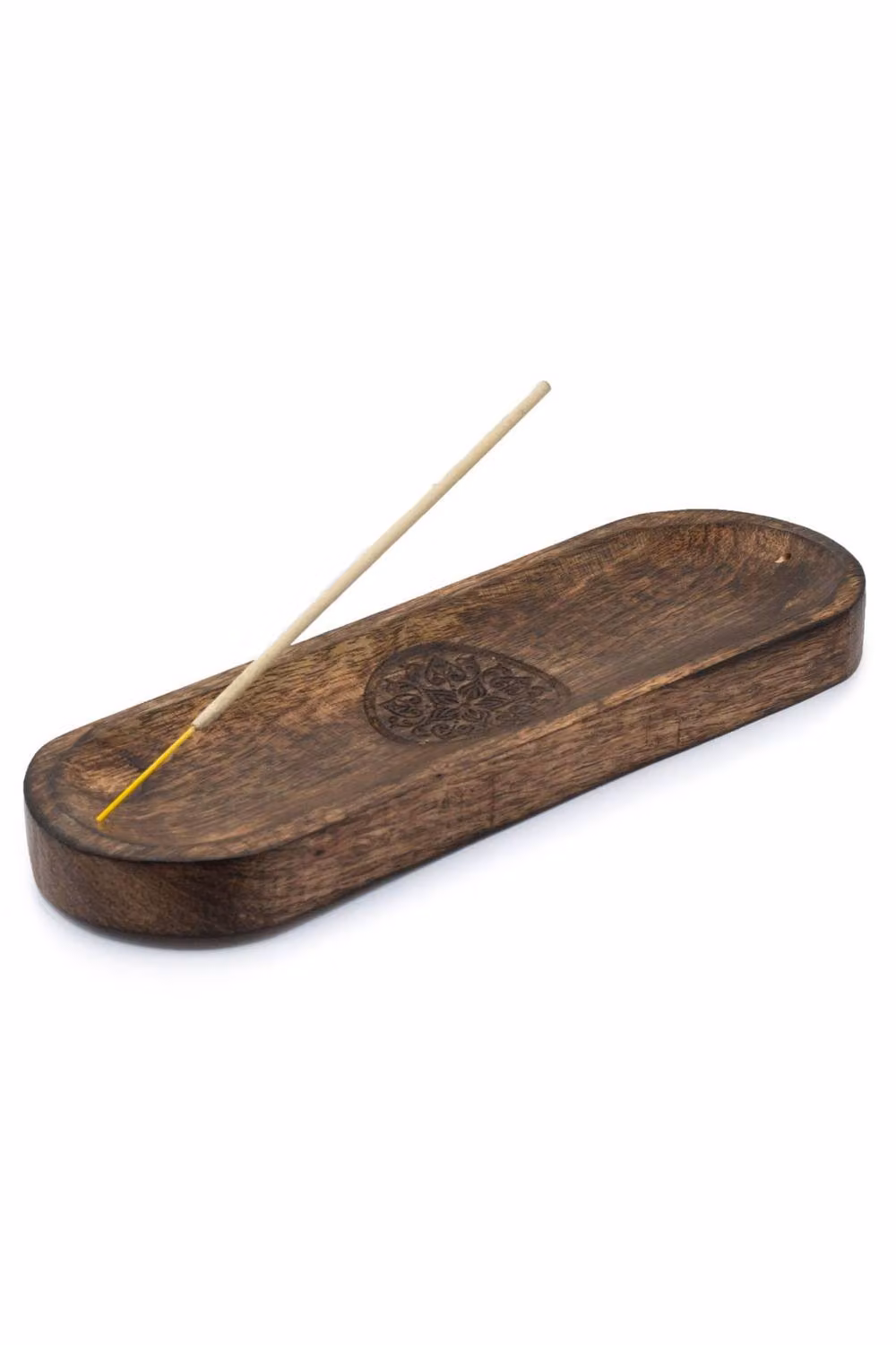 KDMD Large Mandala Geometric Incense Tray and Ash Catcher in Brown Wood, W: 30 cm, D: 10 cm – 2