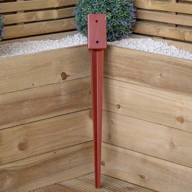 Samuel Alexander Brown Metal Square Garden Fence Post Holder and Spike W/D/H: 7.5 x 7.5 x 15 cm – 1