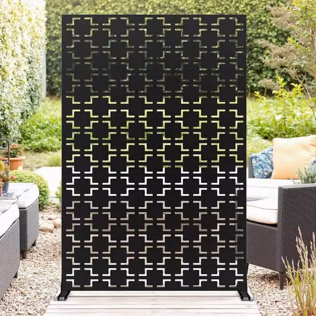 London Boutique Black Metal Garden Privacy Screen and Freestanding Outdoor Divider Fence, Height: 180 cm – 1