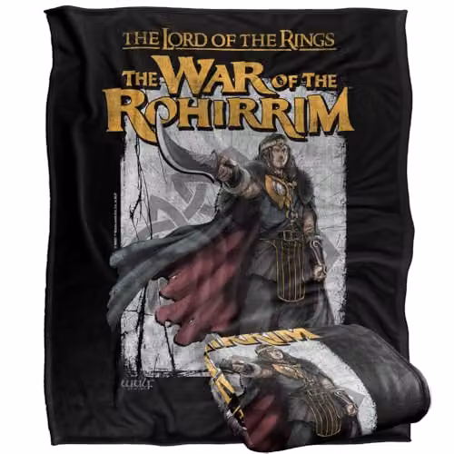 LOGOVISION Lord Of The Rings War Of The Rohirrim Wulf Homage Super Soft Fleece Throw Blanket, Multicolour, W: 152 cm, D: 127 cm – 1