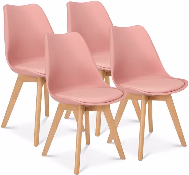 Bravich LTD Rocco Tulip Dining Chair Set of 4 in Dusty Pink – 1