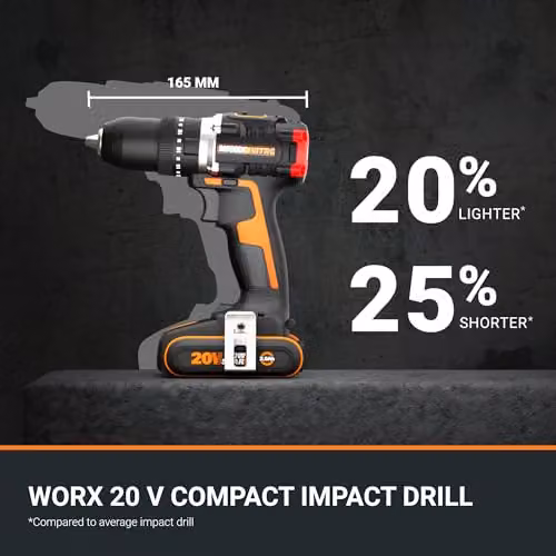 Worx WX355.1 20V Brushless Cordless Combi Impact Drill, 55Nm, Black – 2