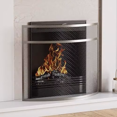 Fire Vida Buckton Fire Guard in Silver, W/D/H: 64.0 x 73.0 x 12.0 cm – 1
