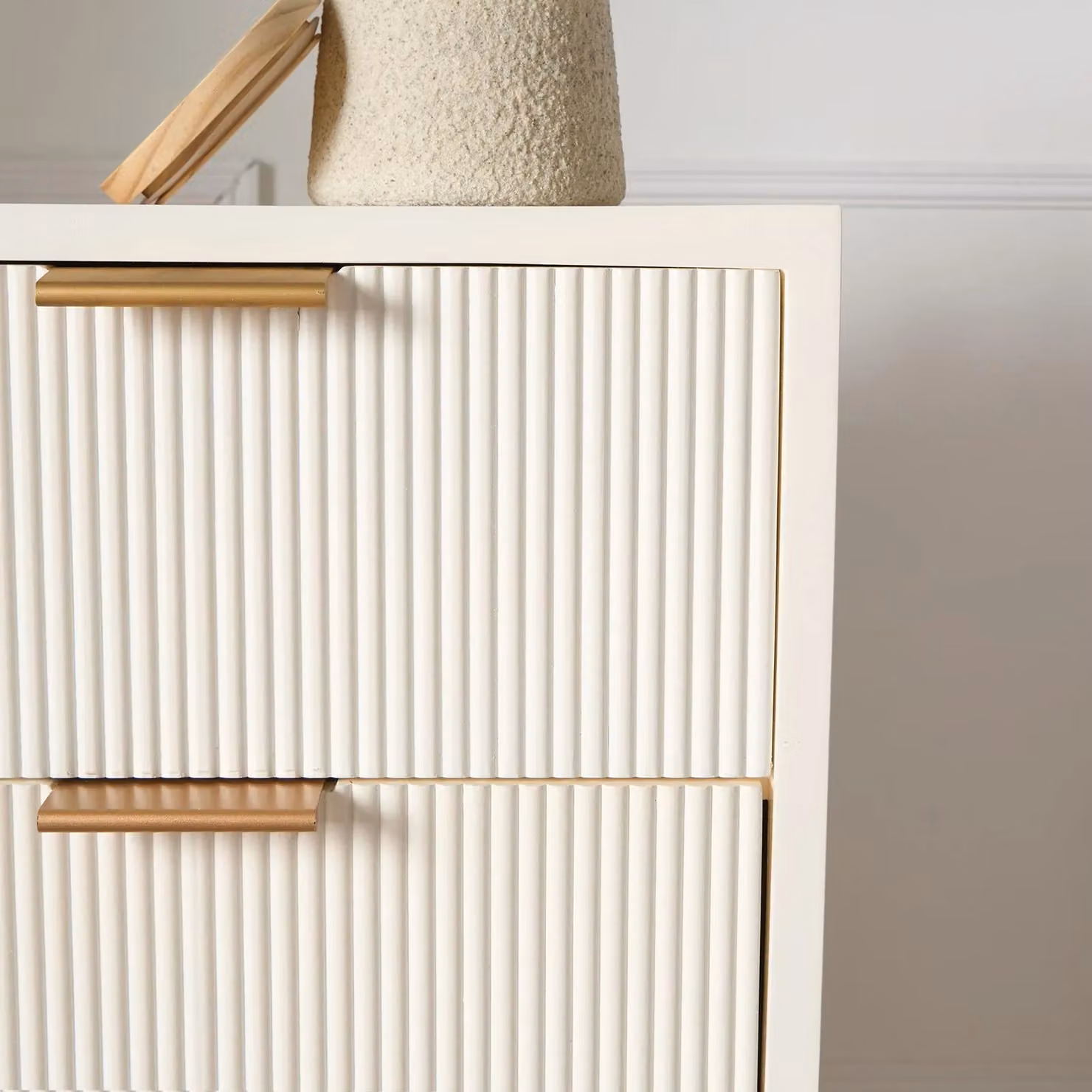 OHS Ribbed 4-Drawer Storage Cabinet in Cream Engineered Wood – 2