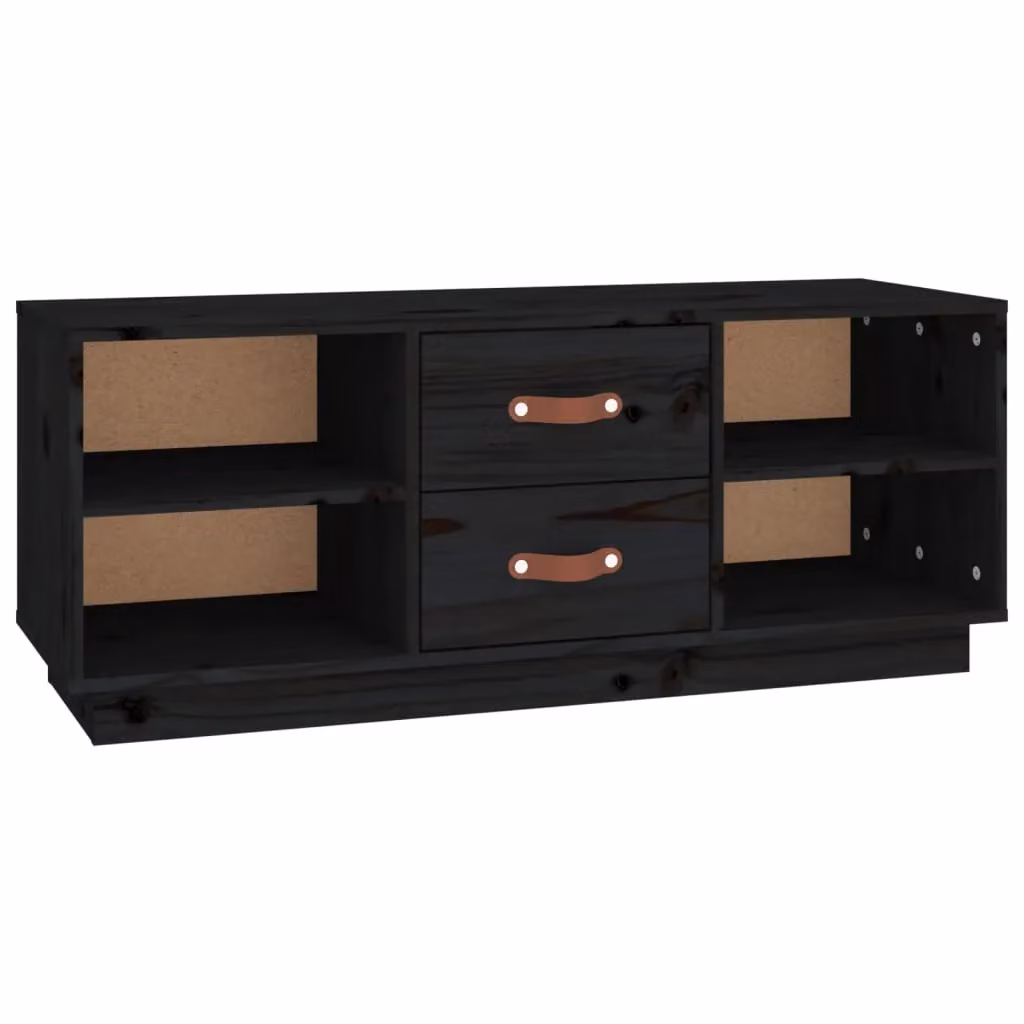 Berkfield Home Black Rustic Solid Wood Pine TV Cabinet W/D/H: 100 x 34 x 40 cm – 2