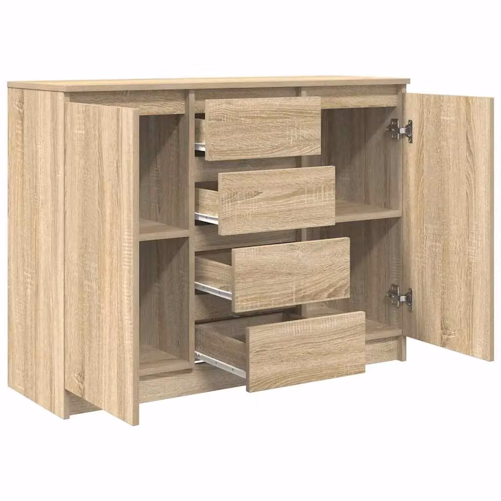Berkfield Home Sonoma Oak Sideboard with Drawers in Brown, W/D/H: 100.5 x 35 x 76 cm – 2