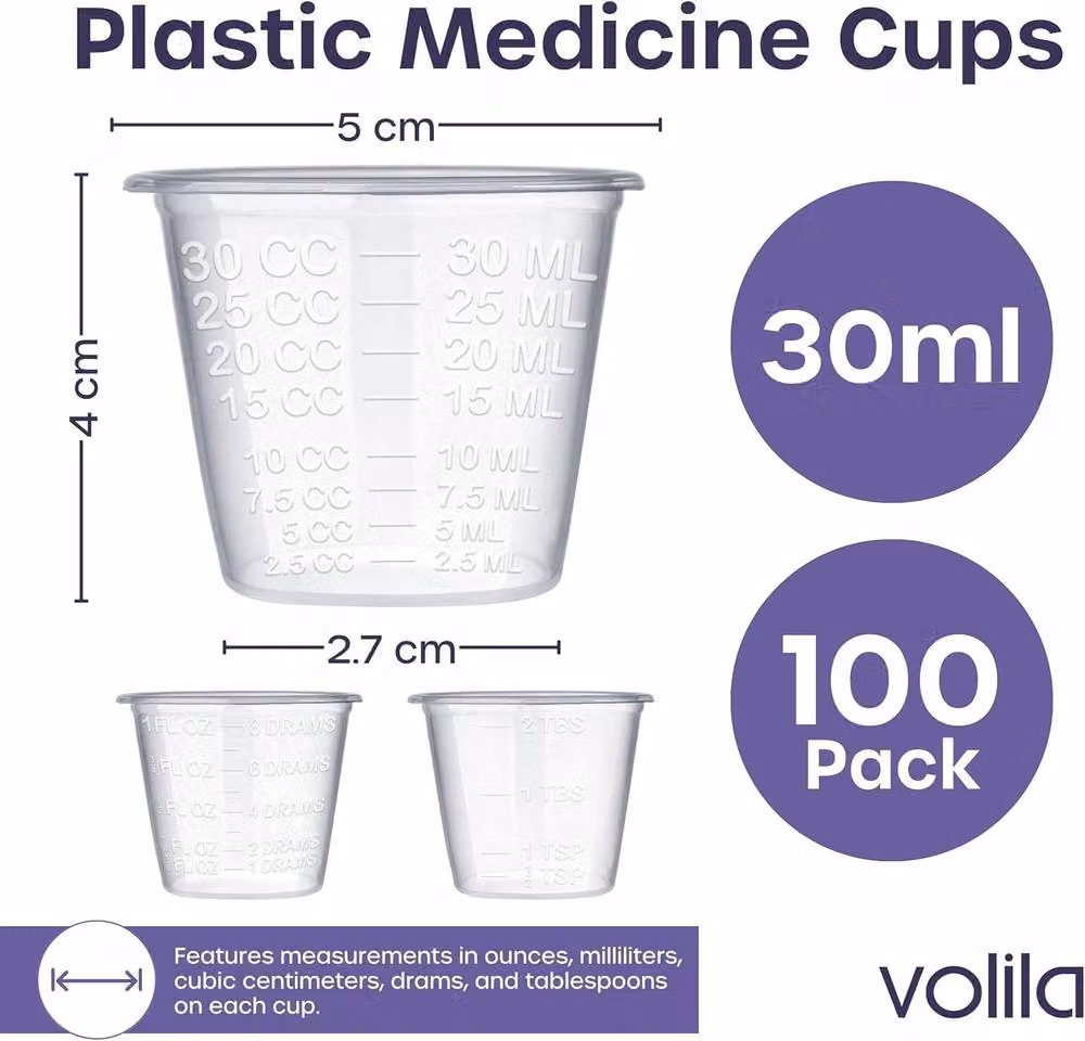 volila 500 Clear Plastic Disposable 30ml Measuring Cups for Medication – 2