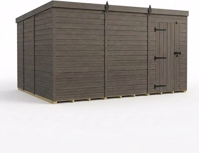 Buttercup Farm Grey Composite Pent Garden Shed with Single Door, W: 365.76 cm, D: 274.32 cm, H: 210 cm – 1