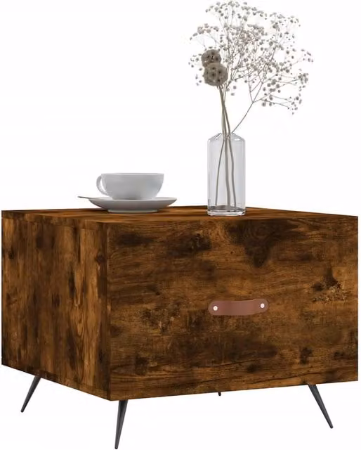 Berkfield Home Set of 2 Smoked Oak Decorative Coffee Tables, Brown, W/D/H: 50 x 50 x 40 cm
