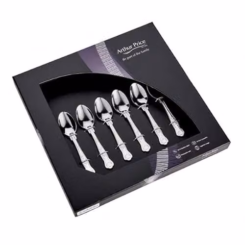 Arthur Price Kings Polished Stainless Steel Coffee Spoons, Set of 6, Silver – 1