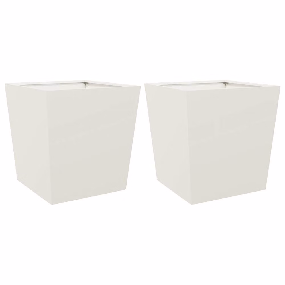 Berkfield Home Garden Steel Planter Tubs, White, 2 Pack, W/D/H: 50 x 50 x 50 cm – 2