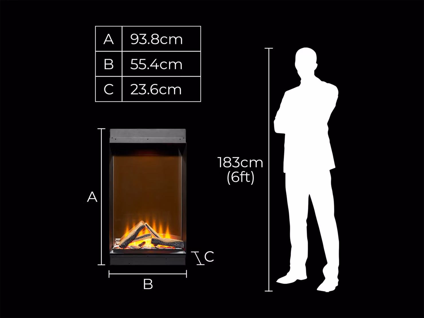 Acantha Aspire 50 Portrait Panoramic Media Wall Electric Fire in Black – 5