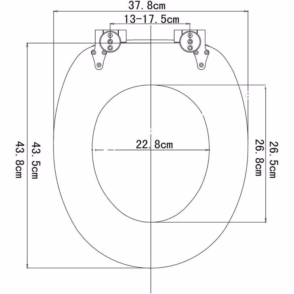 NESTLUNE Oval Wooden Soft Close Toilet Seat with Strong Hinge in Grey, W: 43.8 cm, D: 37.8 cm – 2