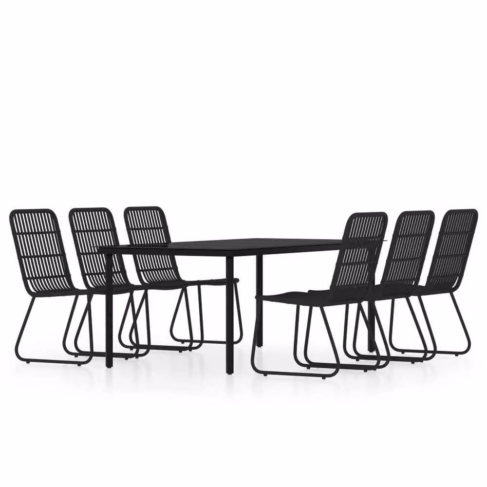 Berkfield Home 7 Piece Modern Garden Dining Set in Black – 2