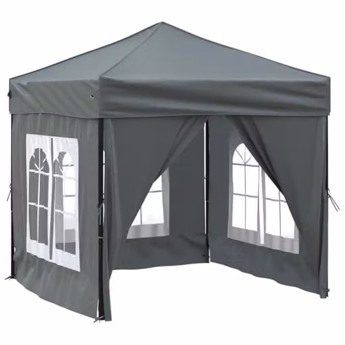 vidaXL Folding Party Tent with Sidewalls, Anthracite, W/D/H: 200 x 200 x 234 cm – 1