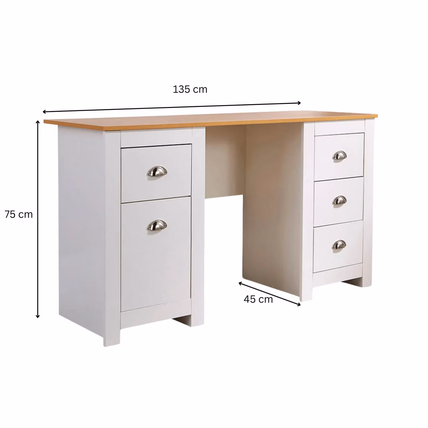 Home Source Camden Modern Single Pedestal Computer Desk in White – 3