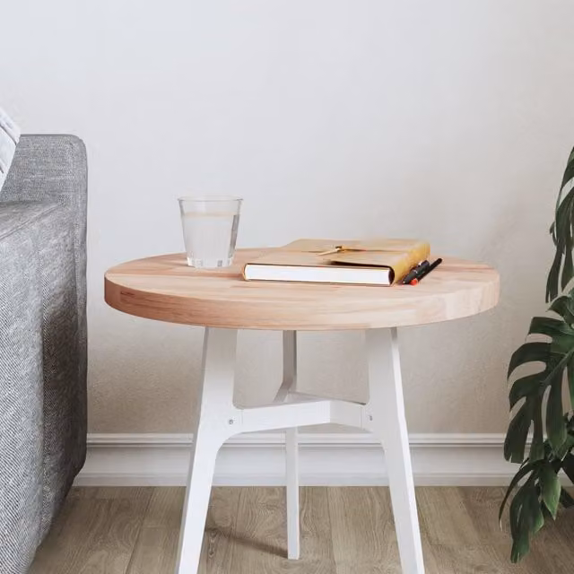 Berkfield Round Solid Wood Beech Table Top, Brown, Diameter: 40 cm, Height: 2.5 cm – 1
