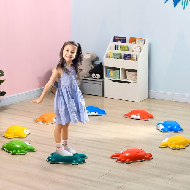 ZONEKIZ Crab Shaped Stepping Stones with TPE Anti Slip Edge in Red and Multicolour
