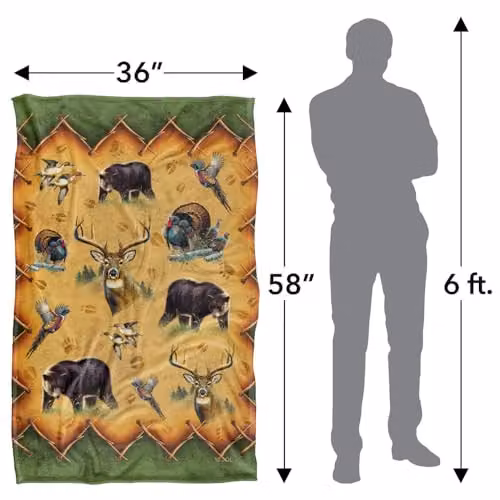 JQ Licensing Tribal Lodge Hunting Animals Super Soft Snuggle Blanket, Multicolour, 91 x 147 cm – 2